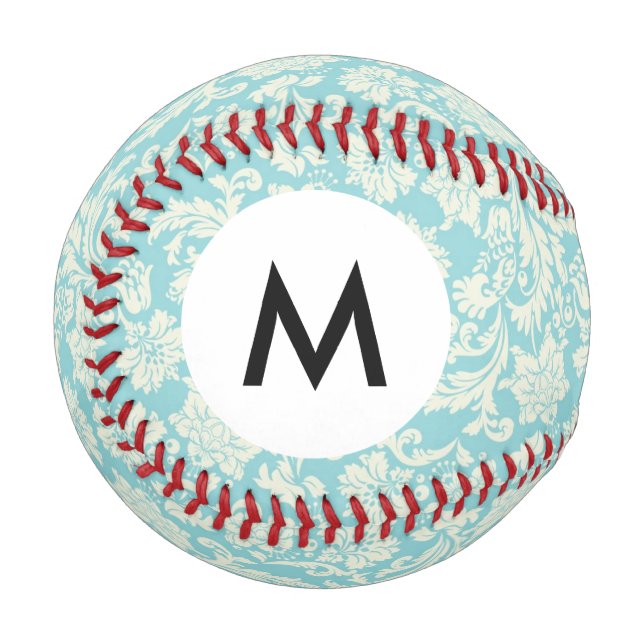Monogram Damask Pattern 3 Baseball (Front Left)