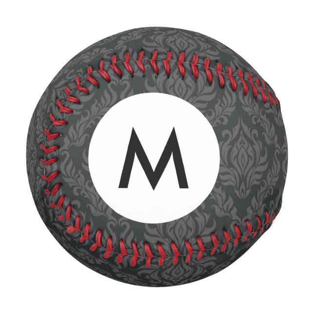 Monogram Damask Pattern 6 Baseball (Front Left)