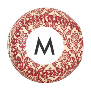 Monogram Damask pattern wallpaper Baseball
