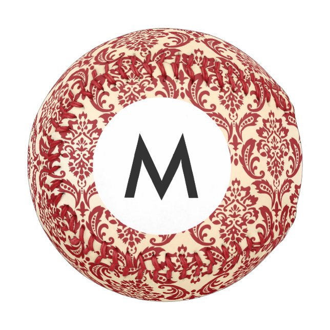 Monogram Damask pattern wallpaper Baseball (Front Left)