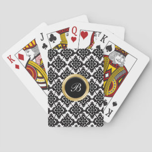 Monogram Damask Personalised Playing Cards