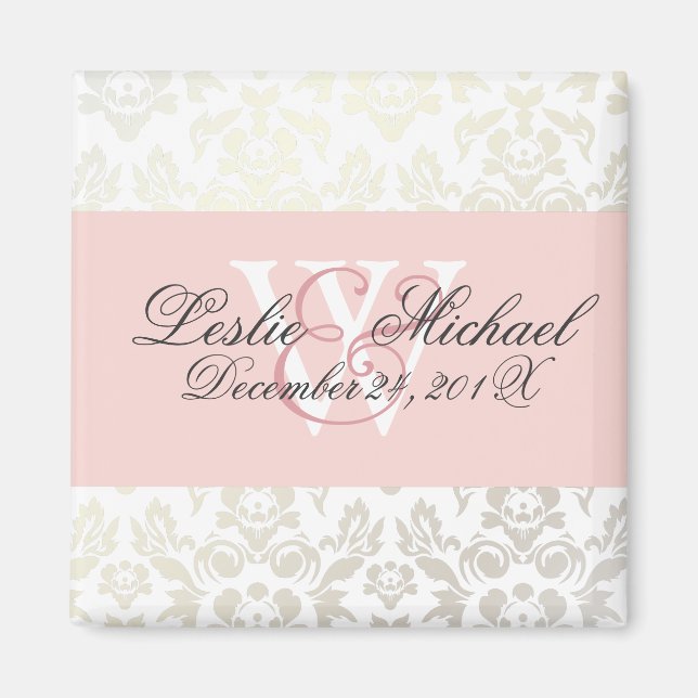 Monogram Damask Wedding, Magnets (Front)