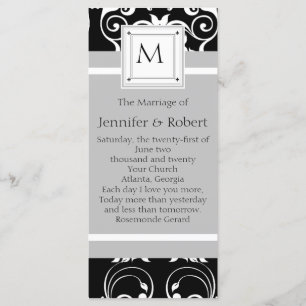 Monogram Damask Wedding Program