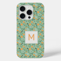 Monogram Dandelion Flowers Orange Floral Pattern