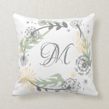 Monogram Dandelion Wreath Pillow (may customise)