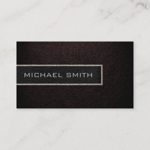 Monogram Dark Brown Leather Look Business Card