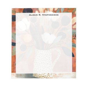 Monogram Dark Fall Sprigs Speckled Pitcher Notepad