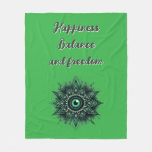 Monogram Dark Green Evil Eye Symbol on green   Fleece Blanket