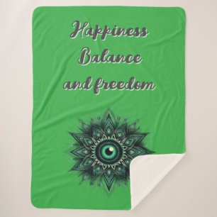 Monogram Dark Green Evil Eye Symbol on green   Sherpa Blanket
