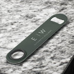 Monogram Dark Green Modern Minimalist Elegant<br><div class="desc">Introducing our Monogram Dark Green Modern Minimalist Elegant Bar Key Bottle Opener, a functional yet sophisticated addition to your barware collection. This premium bottle opener seamlessly combines classic elegance with contemporary minimalism, making it a stylish statement piece for your home bar or special events. Crafted with meticulous attention to detail,...</div>