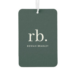 Monogram Dark Green Stylish Modern Minimalist Car Air Freshener