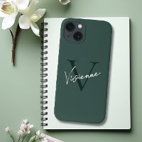 Monogram Dark Green Stylish Modern Minimalist