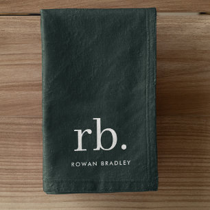 Monogram Dark Green Stylish Modern Minimalist Hand Towel