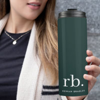 Monogram Dark Green Stylish Modern Minimalist