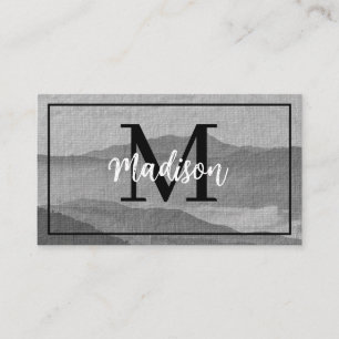 Monogram Dark & Light Grey Mountain Watercolor Art Business Card