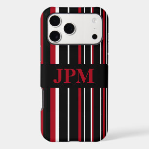 Monogram Dark Red, Black Barcode Stripe