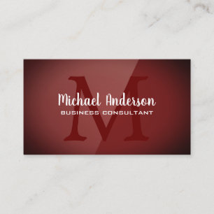 Monogram   Dark Red Gloss Background Business Card