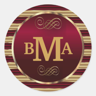 Monogram Dark Red & Gold  Envelope Seal