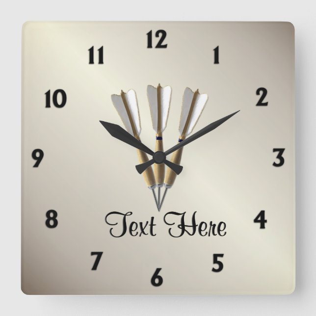 Monogram Darts Design Square Wall Clock (Front)