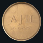Monogram Date Antique Gold Wax Seal Sticker<br><div class="desc">Designed to coordinate with our Monogram Wax Seal Collection, these wax seal stickers will add a beautiful finishing touch to your invites and envelopes. This design features monogram initials and date on a antique gold colour wax seal. More gorgeous colours and designs are available in the collection. Please note that...</div>