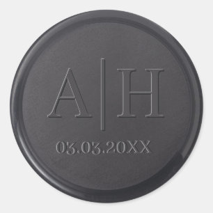 Monogram Date Black Wax Seal Sticker