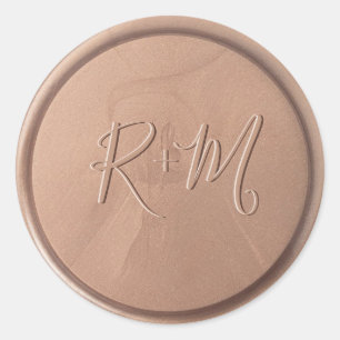 Monogram Date Chocolate Brown Wax Seal Sticker