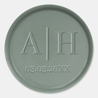 Monogram Date Dark Sage Wax Seal Sticker