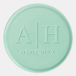 Monogram Date Mint Green Wax Seal Sticker