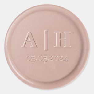 Monogram Date Pink Latte Wax Seal Sticker