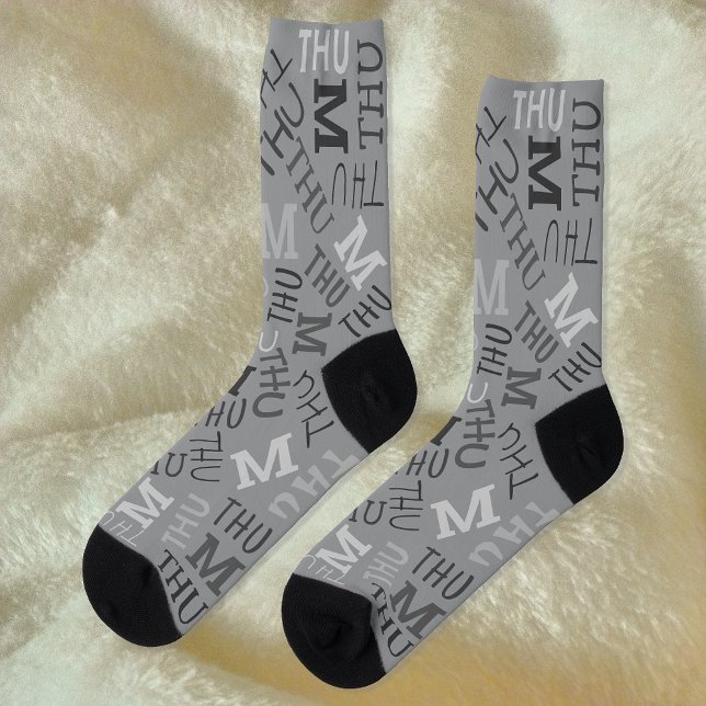 Monogram Day Of Week Cool Grey Thursday Socks (Creator Uploaded)