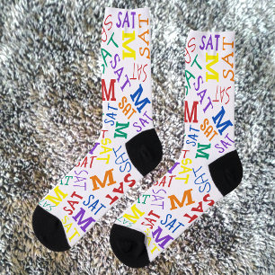 Monogram Day Of Week Rainbow Colours Saturday Socks