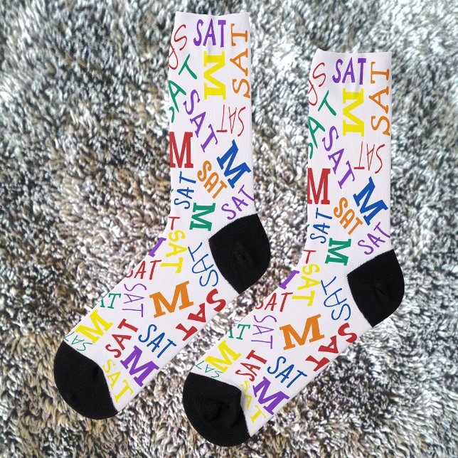 Monogram Day Of Week Rainbow Colours Saturday Socks (Creator Uploaded)