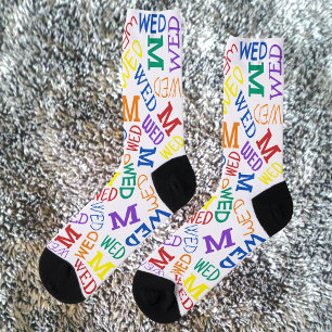 Monogram Day Of Week Rainbow Colours Wednesday Socks