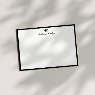 Monogram Decorative Typography Black & White Card