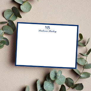 Monogram Decorative Typography   Navy Blue Card