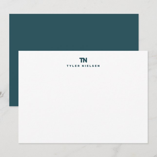 Monogram Deep Emerald Green Typography Card (Front/Back)