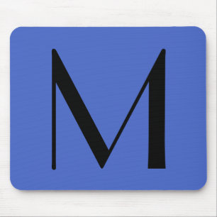Monogram Deep Royal Black Modern Add Name Initial Mouse Pad