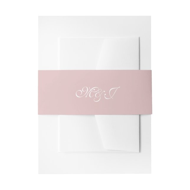 Monogram Delicate Light Dusty Pink Wedding Invitation Belly Band (Front Example)
