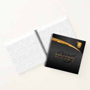 Monogram Dental Office - Black and Gold Notebook