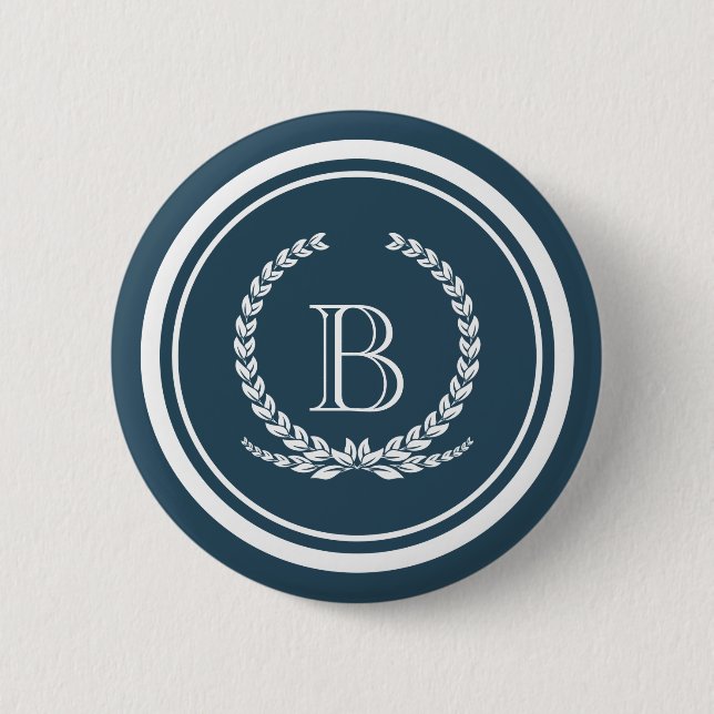 Monogram design 6 cm round badge (Front)