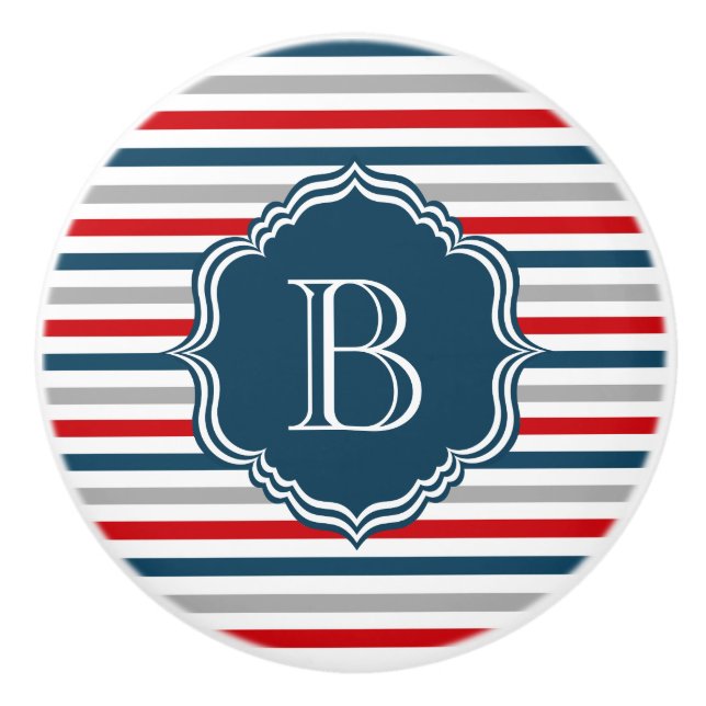 Monogram design ceramic knob (Front)