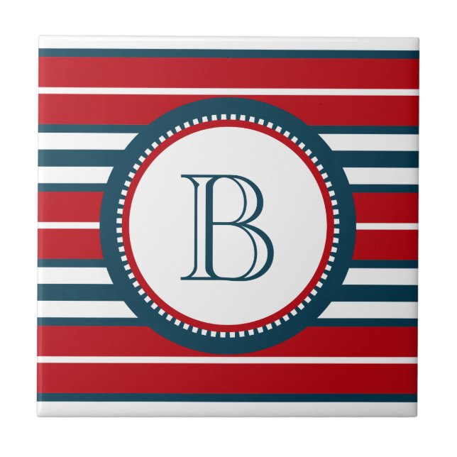 Monogram design ceramic tile (Front)