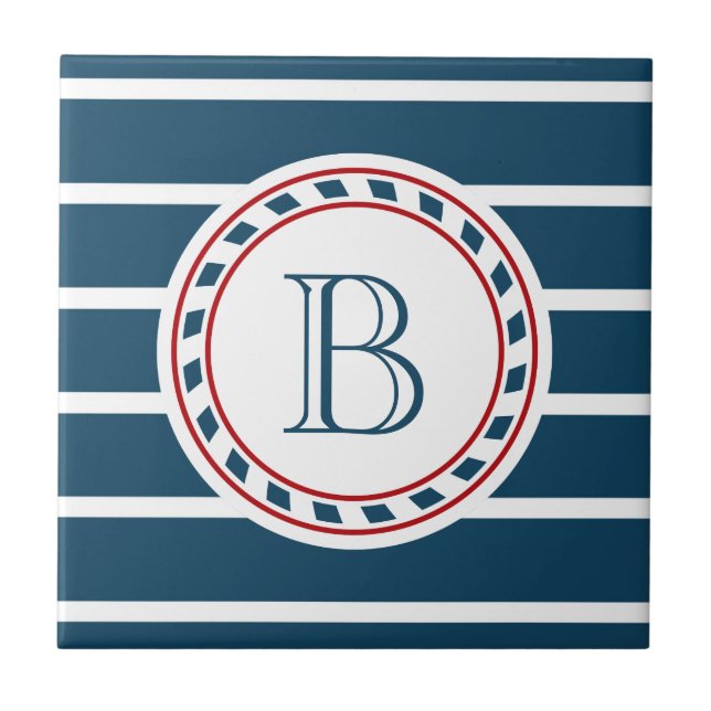 Monogram design ceramic tile (Front)