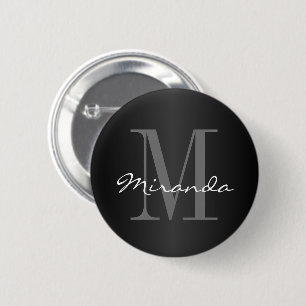 Monogram Design   Classic Black, Grey and White 6 Cm Round Badge