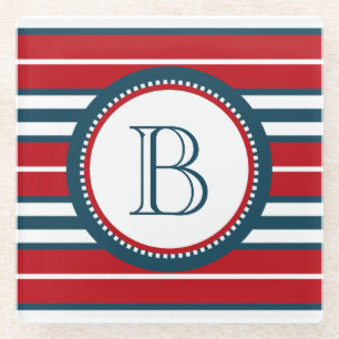 Monogram design glass coaster