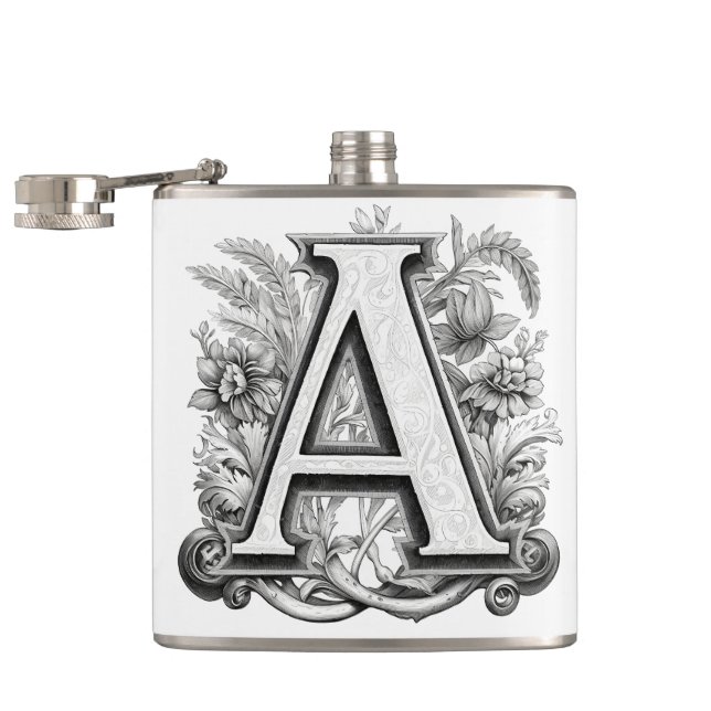 Monogram Design Hip Flask (Opened)