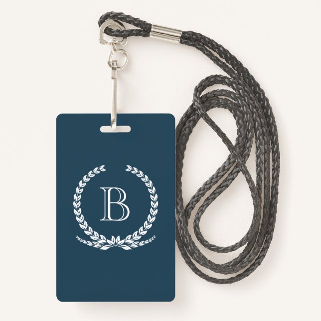 Monogram design ID badge (Front with Lanyard)
