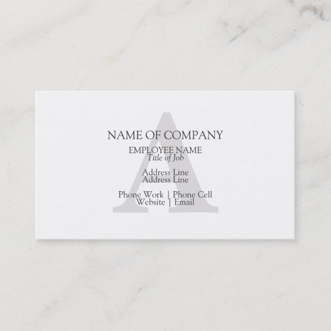 Monogram Design Monogrammed Custom Personalised Business Card (Front)