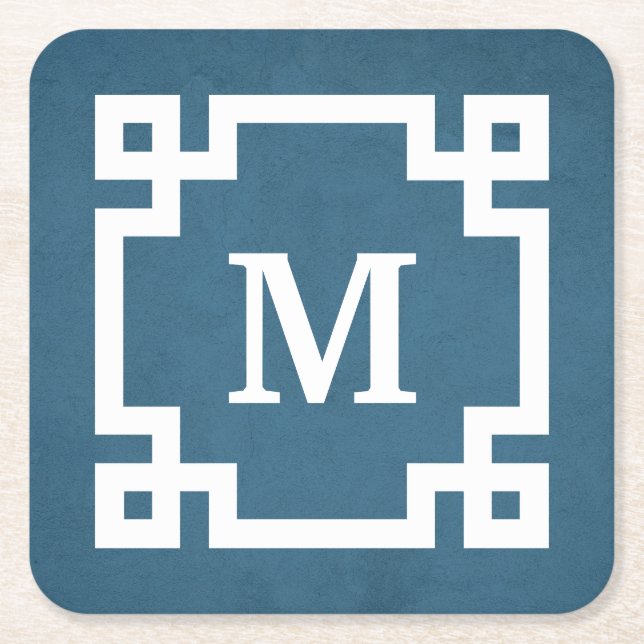 Monogram design square paper coaster (Front)