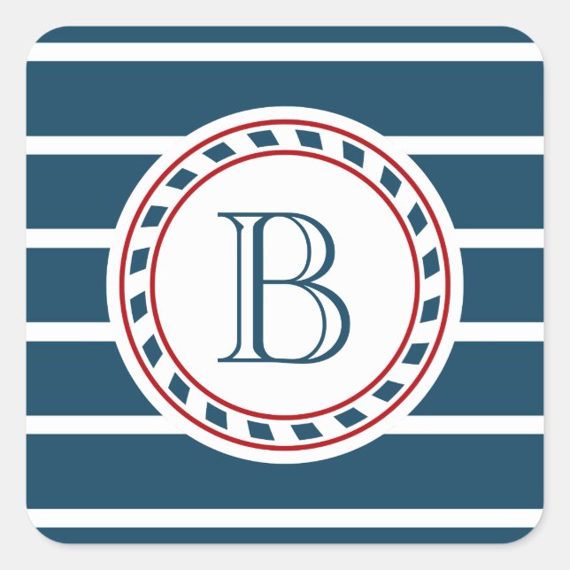 Monogram design square sticker (Front)